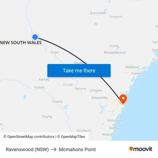Ravenswood (NSW) to Mcmahons Point map