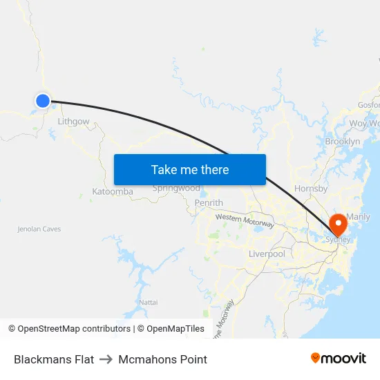 Blackmans Flat to Mcmahons Point map