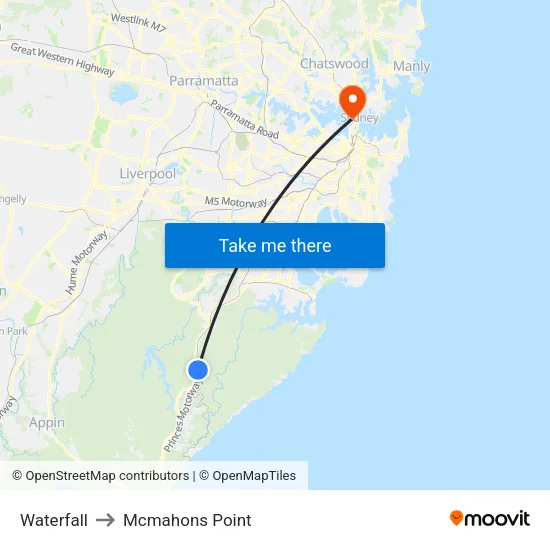 Waterfall to Mcmahons Point map