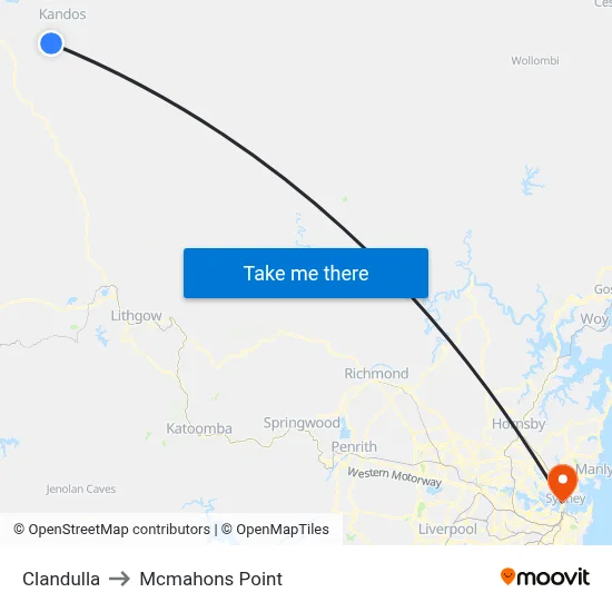 Clandulla to Mcmahons Point map