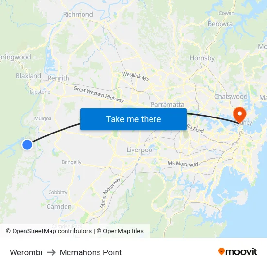 Werombi to Mcmahons Point map