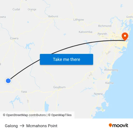 Galong to Mcmahons Point map