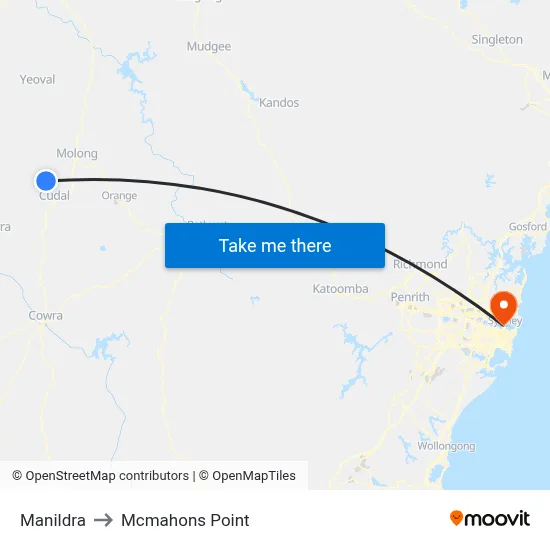 Manildra to Mcmahons Point map
