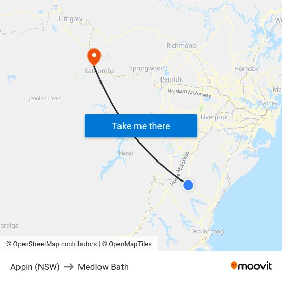 Appin (NSW) to Medlow Bath map