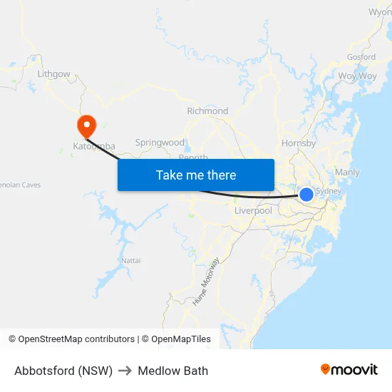 Abbotsford (NSW) to Medlow Bath map
