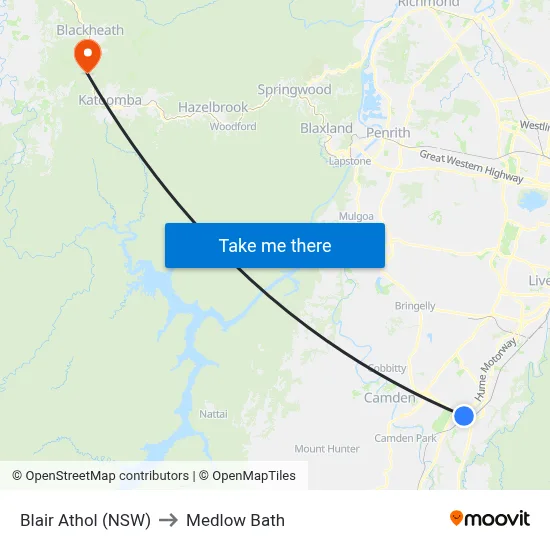 Blair Athol (NSW) to Medlow Bath map