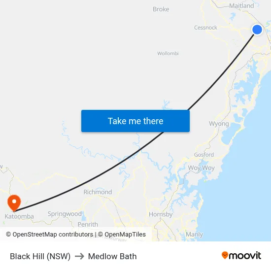 Black Hill (NSW) to Medlow Bath map