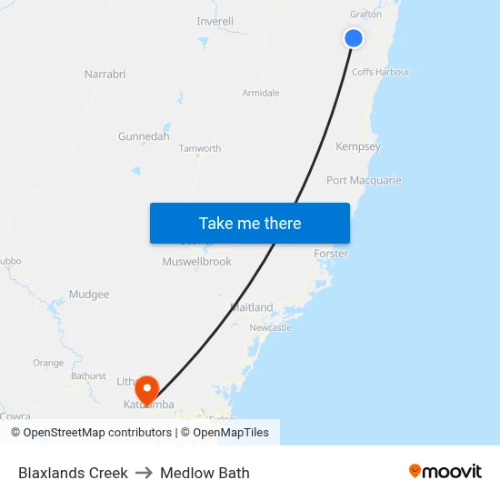 Blaxlands Creek to Medlow Bath map