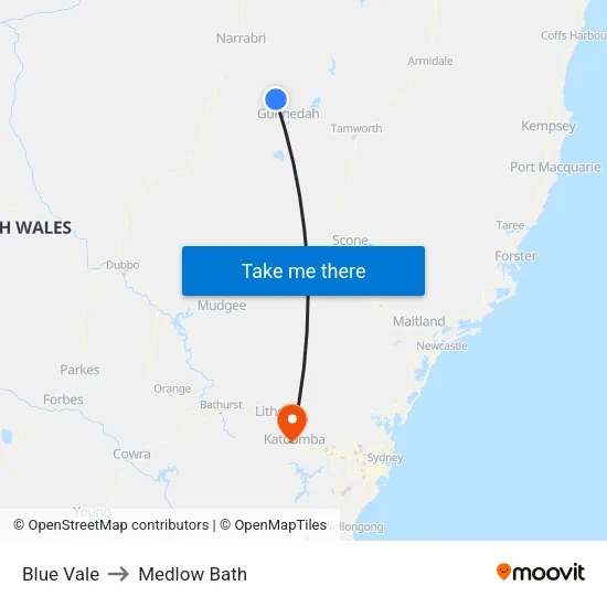 Blue Vale to Medlow Bath map