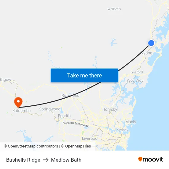 Bushells Ridge to Medlow Bath map