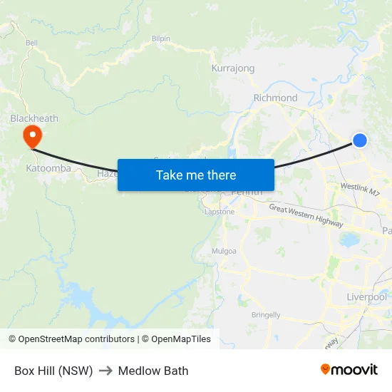 Box Hill (NSW) to Medlow Bath map