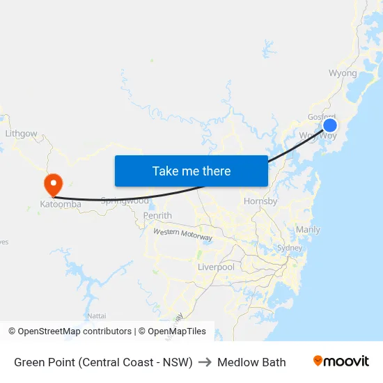 Green Point (Central Coast - NSW) to Medlow Bath map