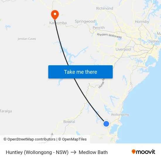 Huntley (Wollongong - NSW) to Medlow Bath map