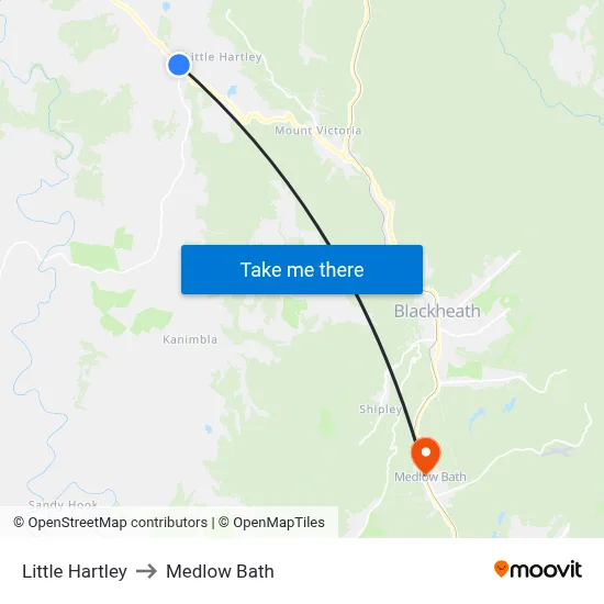 Little Hartley to Medlow Bath map