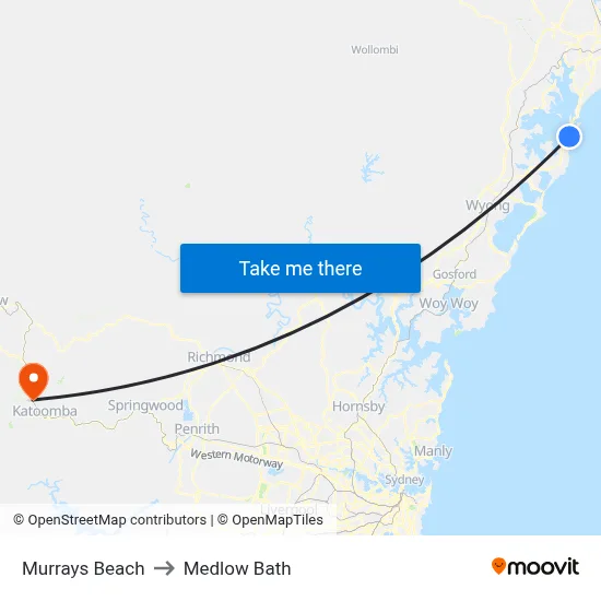 Murrays Beach to Medlow Bath map