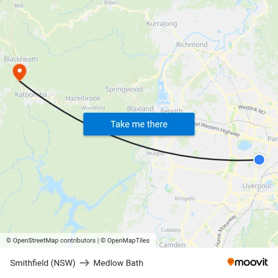 Smithfield (NSW) to Medlow Bath map