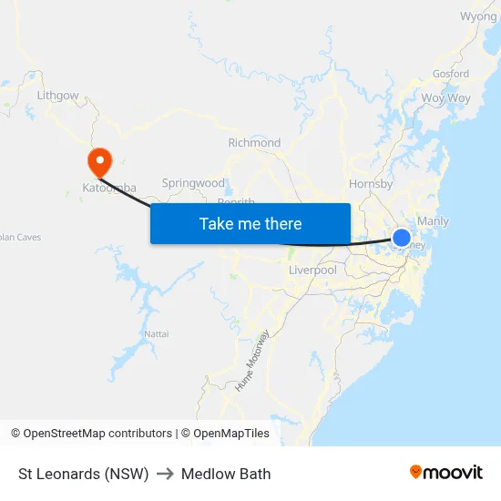 St Leonards (NSW) to Medlow Bath map