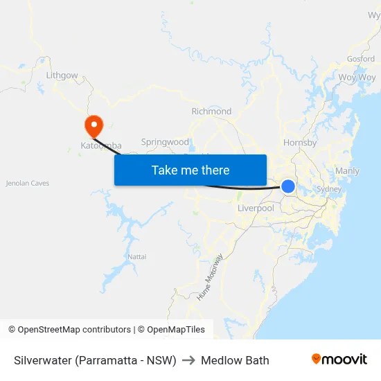 Silverwater (Parramatta - NSW) to Medlow Bath map