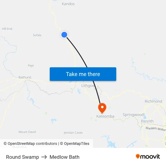 Round Swamp to Medlow Bath map