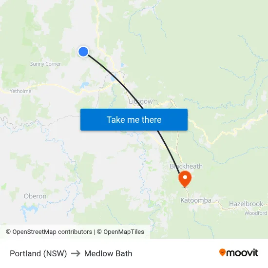 Portland (NSW) to Medlow Bath map