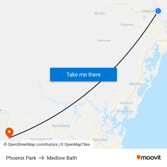 Phoenix Park to Medlow Bath map