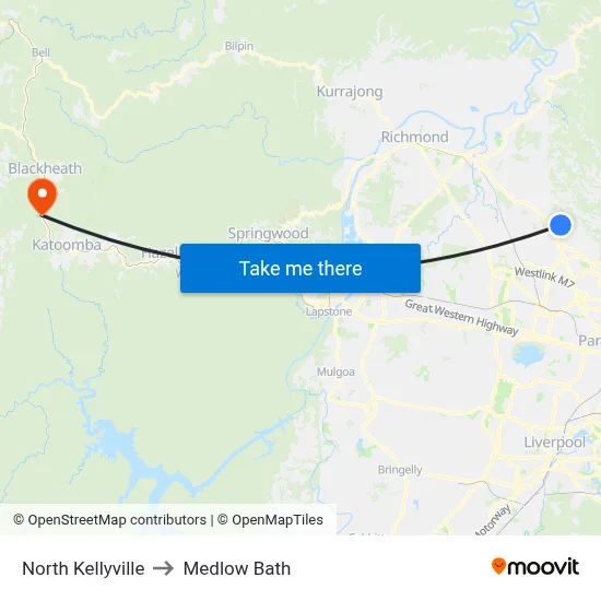 North Kellyville to Medlow Bath map