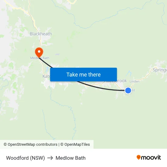 Woodford (NSW) to Medlow Bath map