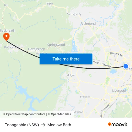 Toongabbie (NSW) to Medlow Bath map