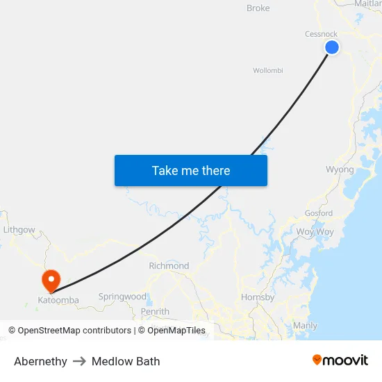 Abernethy to Medlow Bath map