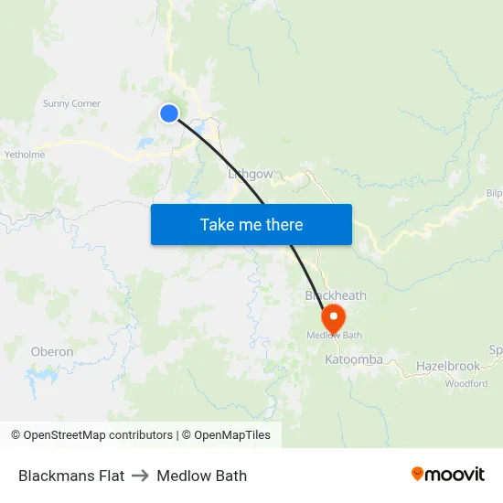Blackmans Flat to Medlow Bath map