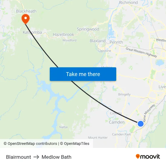 Blairmount to Medlow Bath map
