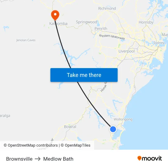Brownsville to Medlow Bath map