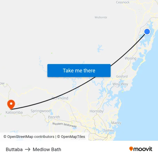 Buttaba to Medlow Bath map