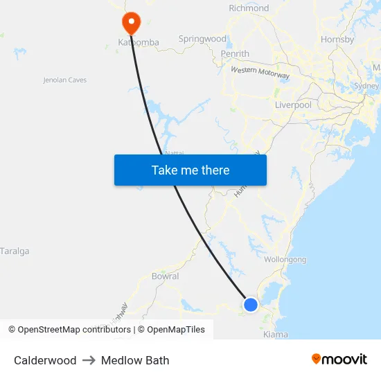 Calderwood to Medlow Bath map
