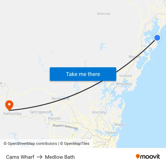 Cams Wharf to Medlow Bath map