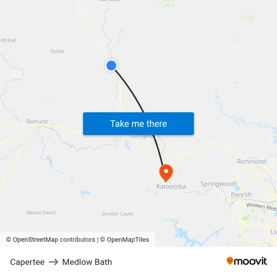 Capertee to Medlow Bath map