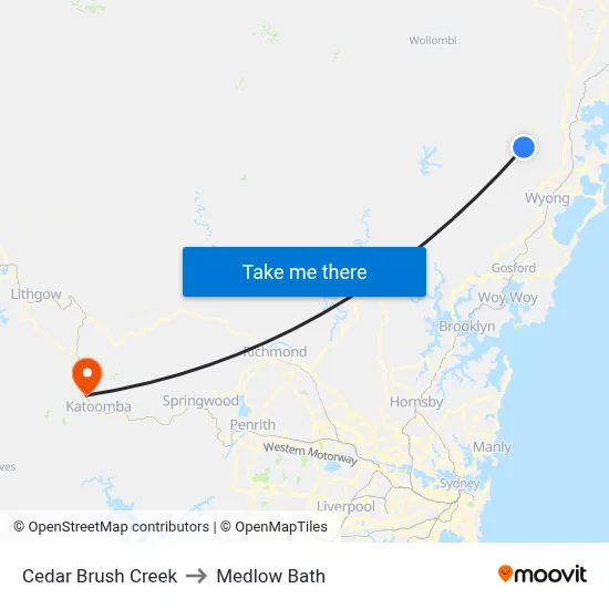 Cedar Brush Creek to Medlow Bath map