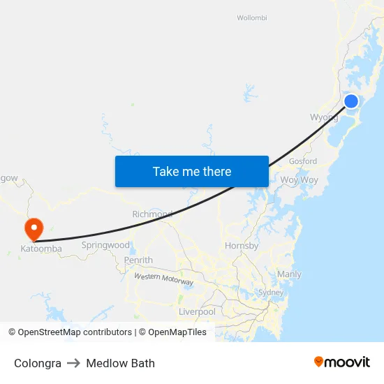 Colongra to Medlow Bath map
