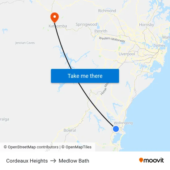 Cordeaux Heights to Medlow Bath map