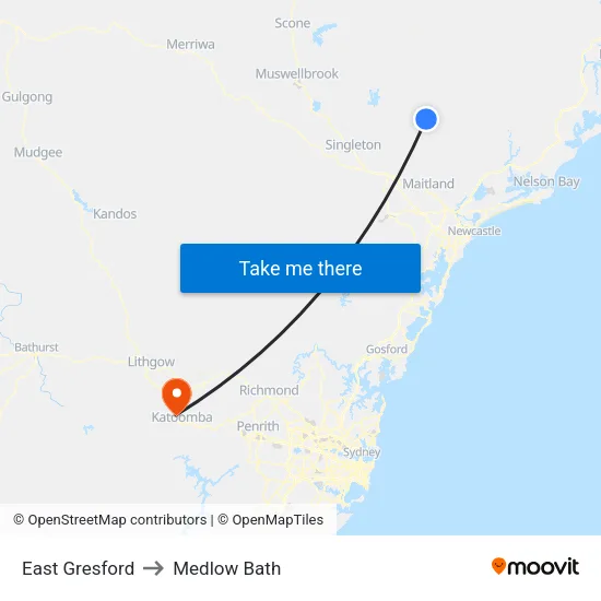 East Gresford to Medlow Bath map