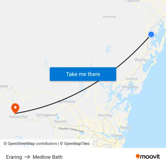 Eraring to Medlow Bath map