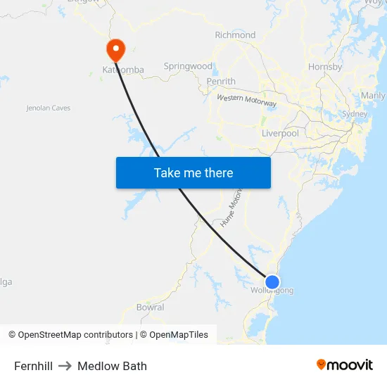 Fernhill to Medlow Bath map