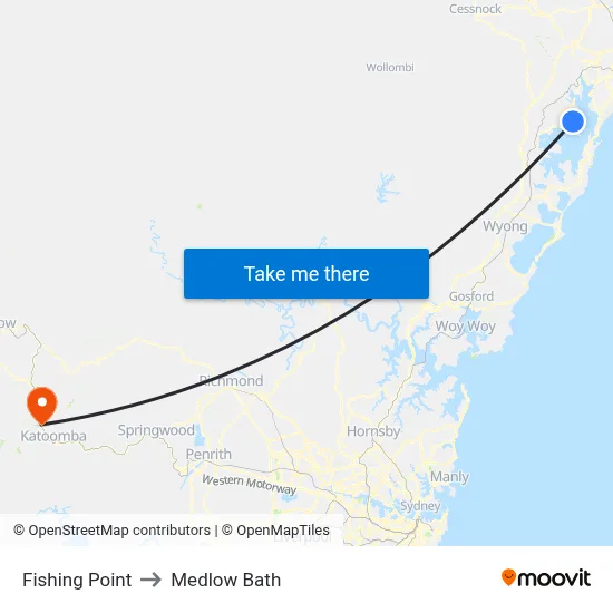 Fishing Point to Medlow Bath map
