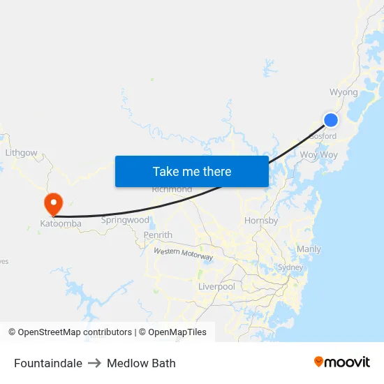 Fountaindale to Medlow Bath map
