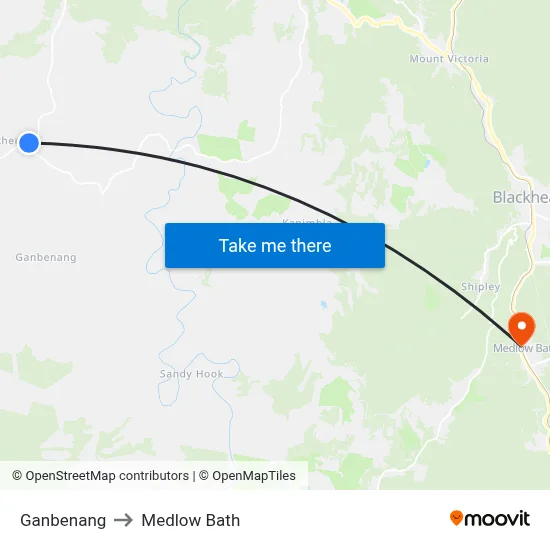 Ganbenang to Medlow Bath map