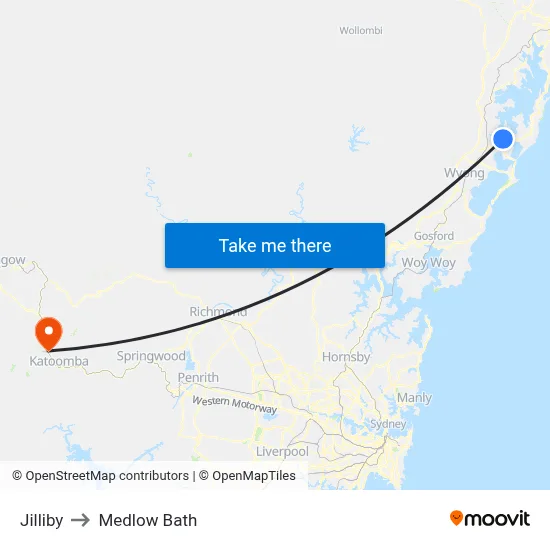 Jilliby to Medlow Bath map