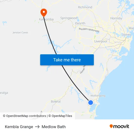 Kembla Grange to Medlow Bath map