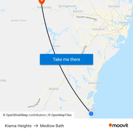 Kiama Heights to Medlow Bath map