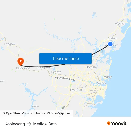 Koolewong to Medlow Bath map