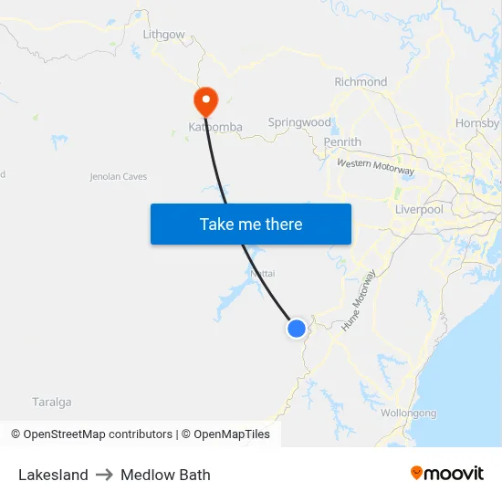 Lakesland to Medlow Bath map